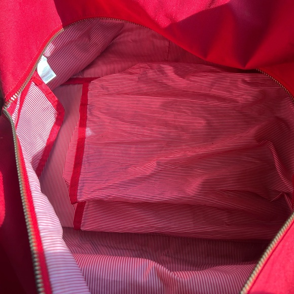 Red Backpack with Striped Interior - Picture 6 of 9